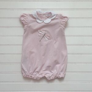 MAYORAL 🇪🇸 VGUC Girls Blush Scalloped Collar Firefly Appliqué Romper